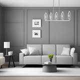 5-Light Chrome and stainless steel Finish with Deco Candlestick Linear Chandelier for Dining Room - 43"L x 7“W x 13”H