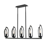 5-Light Matte Black Finish with Deco Candlestick Linear Chandelier for Dining Room - 43"L x 7“W x 13”H