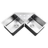 44 Inch Corner Butterfly Undermount Kitchen Sink 16 Gauge Double Bowl Sink
