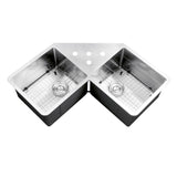 44 Inch Corner Butterfly Undermount Kitchen Sink 16 Gauge Double Bowl Sink