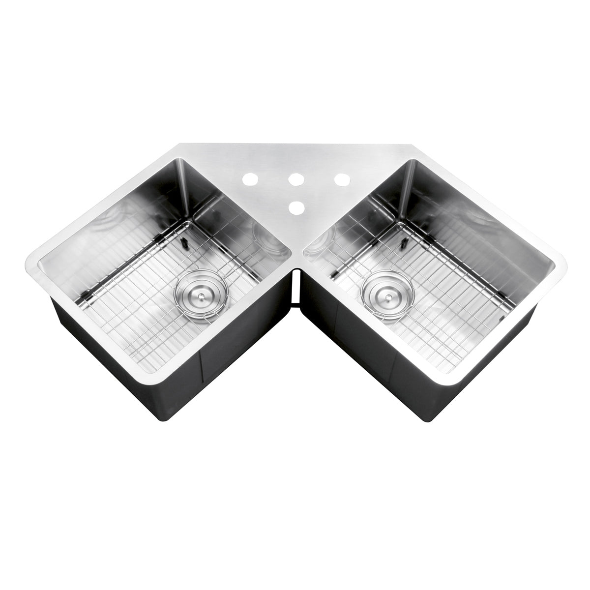 44 Inch Corner Butterfly Undermount Kitchen Sink 16 Gauge Double Bowl Sink