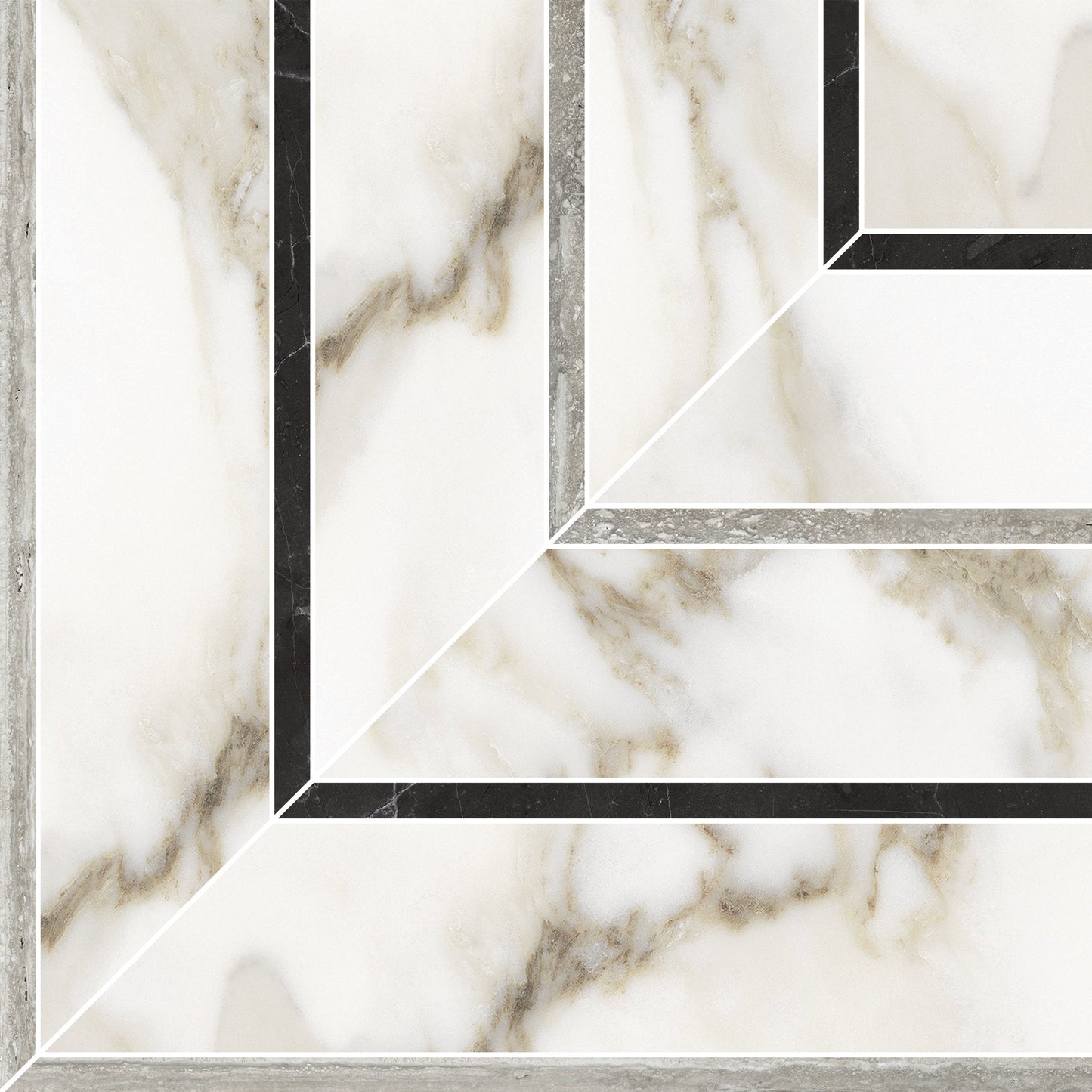 La Marca Picco Honed Glazed Porcelain Mosaic with Calacatta Polished Paonazzo