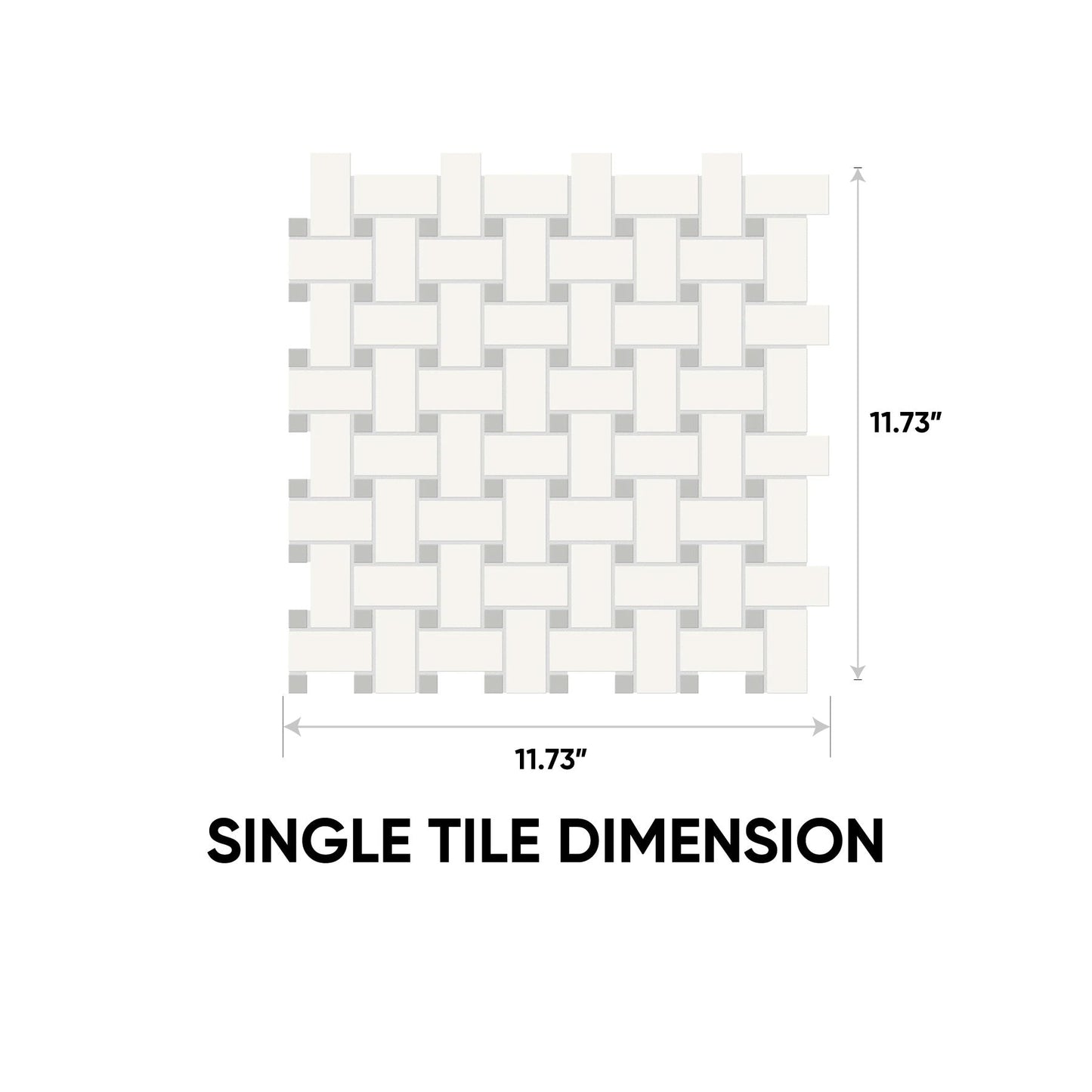 Soho Canvas White w/ Loft Grey Dot Matte Glazed Basketweave Mosaic Porcelain