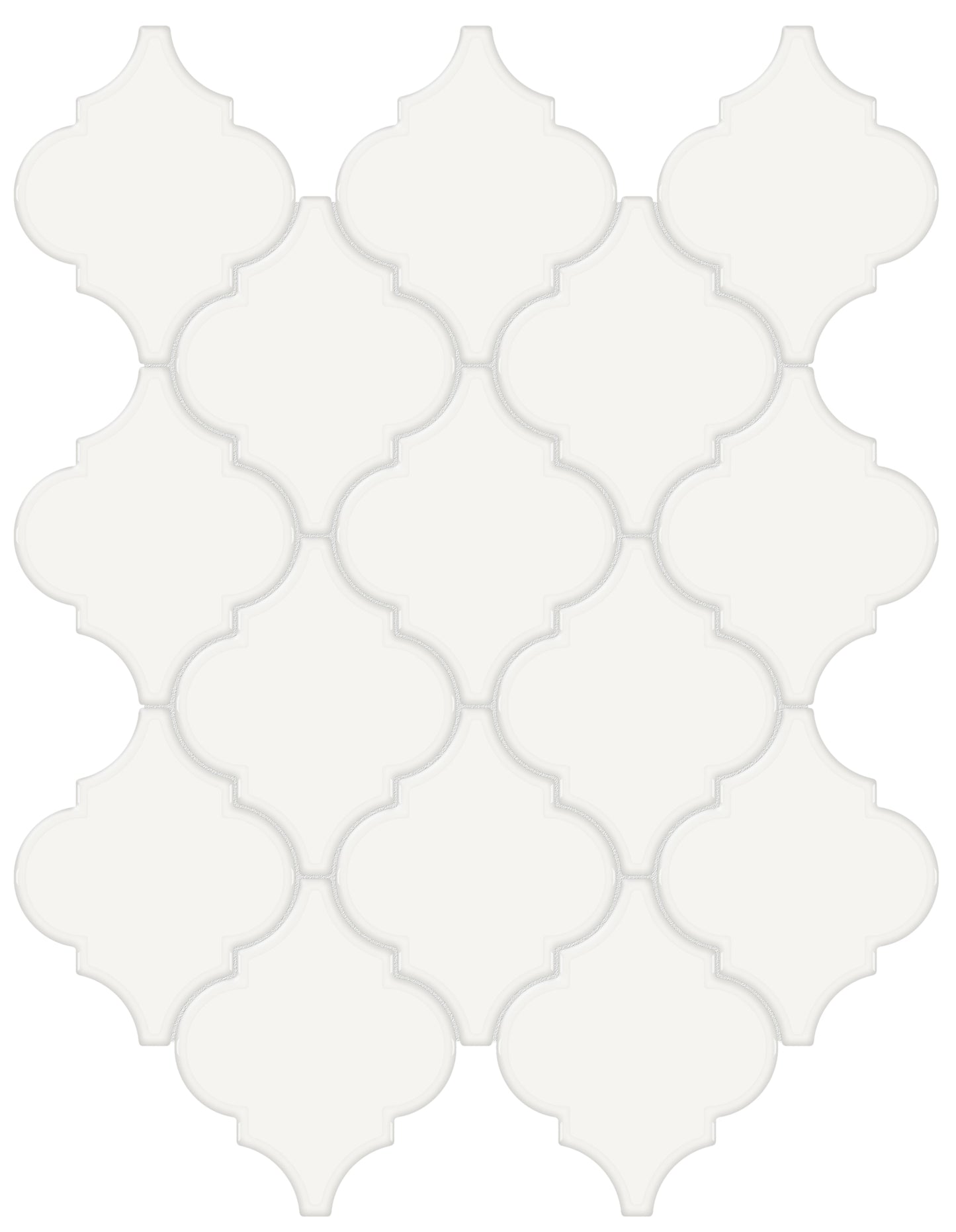 Soho Canvas White Beveled Arabesque Glossy Glazed Porcelain Mosaic