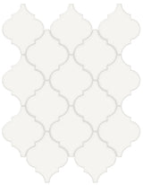 Soho Canvas White Beveled Arabesque Glossy Glazed Porcelain Mosaic