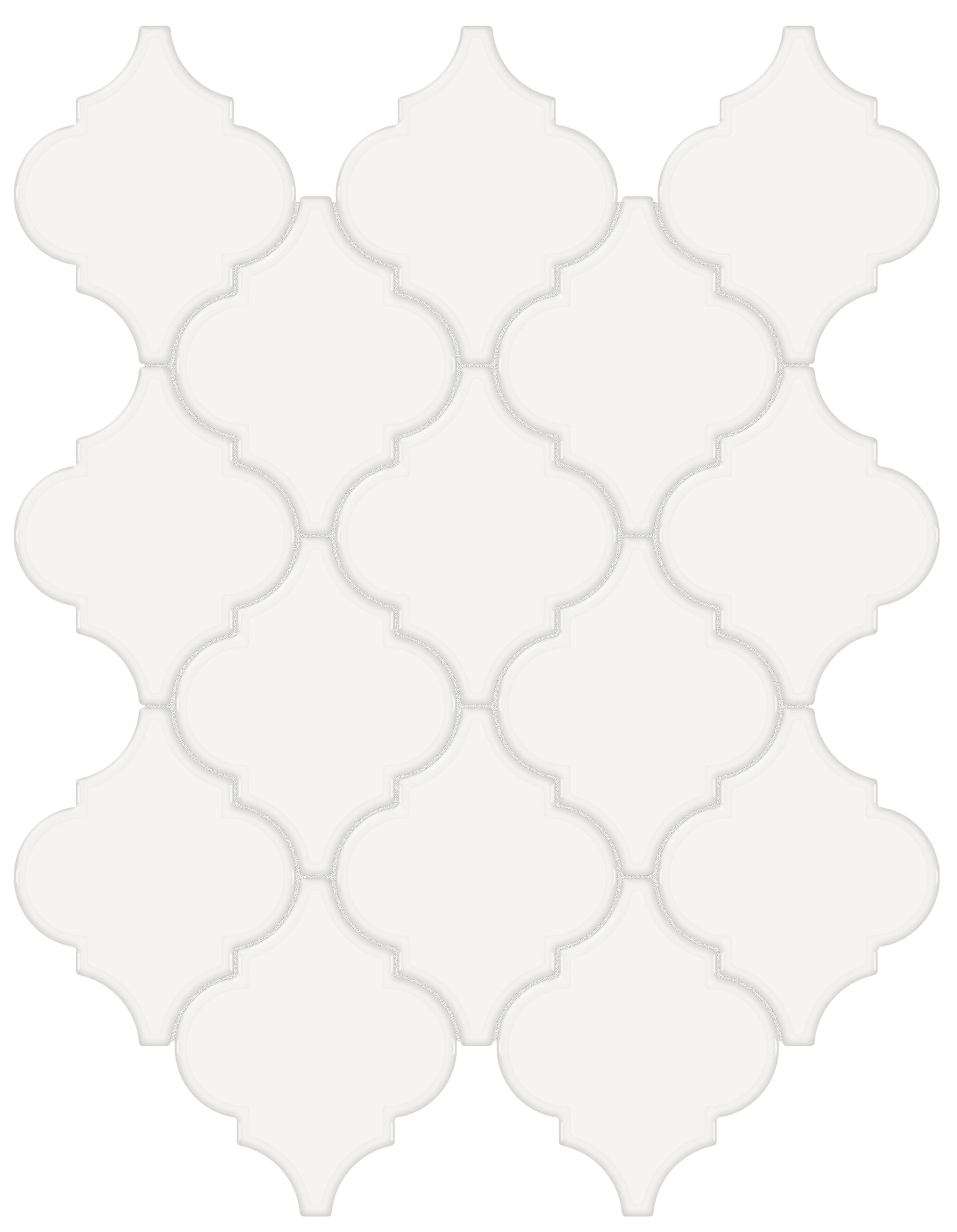 Soho Canvas White Beveled Arabesque Glossy Glazed Porcelain Mosaic