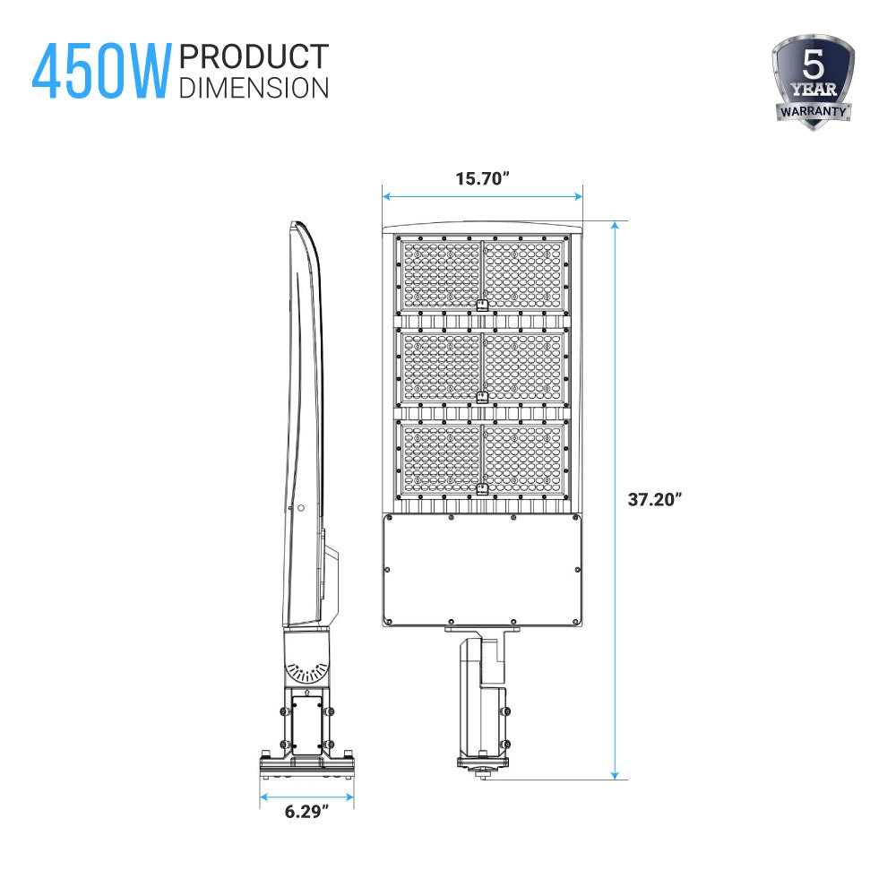 450W LED Pole Light with Dusk to Dawn Photocell, 5700K, AC120-277V, Universal Mount, Bronze, With 20KV Surge Protector, IP65 Waterproof, LED Parking Lot Lights - Outdoor Commercial Area Street Lighting, Gen14