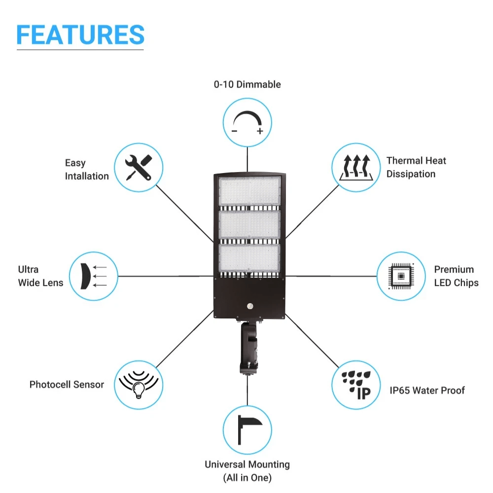 450W LED Pole Light with Dusk to Dawn Photocell, 5700K, AC120-277V, Universal Mount, Bronze, With 20KV Surge Protector, IP65 Waterproof, LED Parking Lot Lights - Outdoor Commercial Area Street Lighting, Gen14