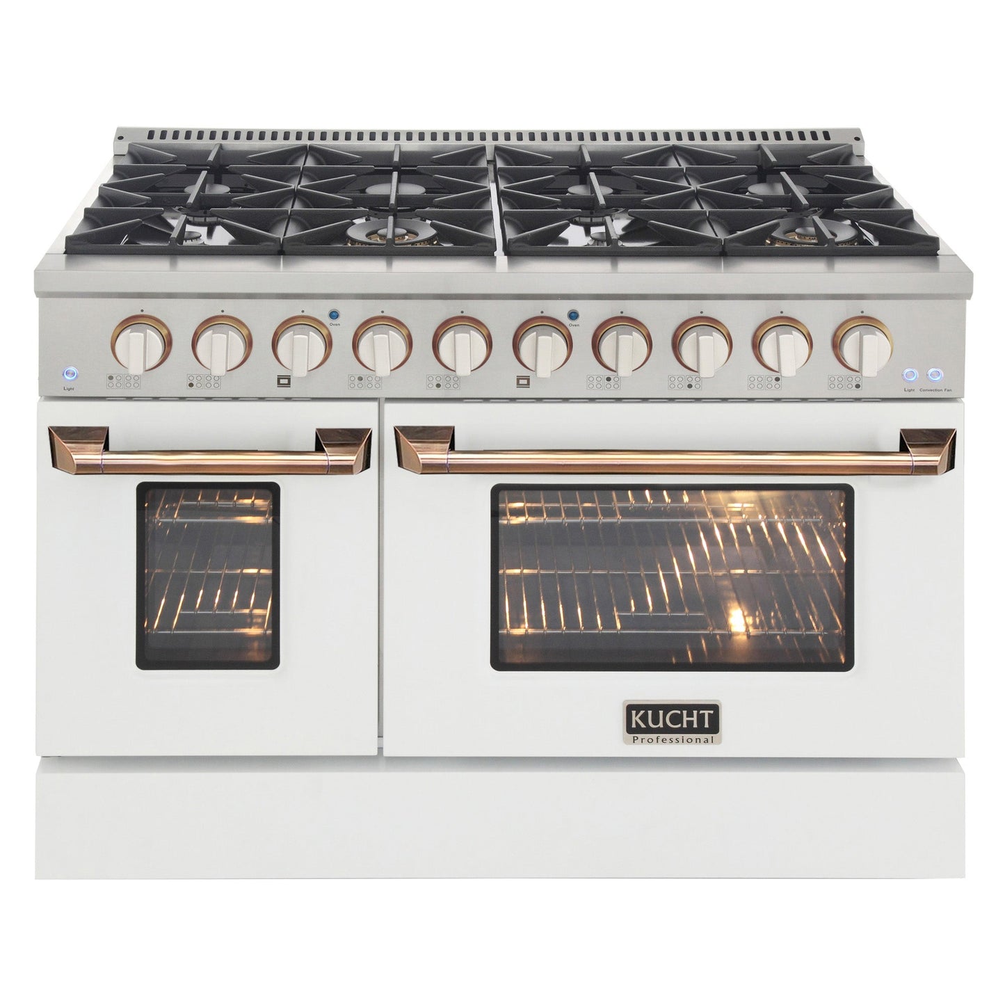KUCHT Professional 48 in. 6.7 cu. ft. Dual Fuel Range for Propane Gas with Sealed Burners Griddle Grill and Two Ovens One Convection in Stainless Steel