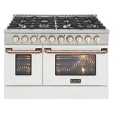 KUCHT Professional 48 in. 6.7 cu. ft. Dual Fuel Range for Propane Gas with Sealed Burners Griddle Grill and Two Ovens One Convection in Stainless Steel