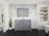Dukes 48 in. Freestanding Bathroom Vanity with White Carrara Marble Top, White Square Sink