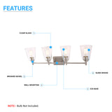 Flared Shape Bathroom Light Fixtures with Clear Glass Shade, E26 Base, UL Listed for Damp Location, Wall Mount, Bathroom Vanity Lighting