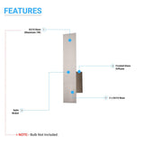2-Lights, Decorative Wall Sconce with Frosted Glass Diffuser, Dimension W 5 x H 20 x E 3.5 Inch
