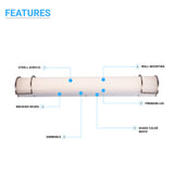 Half Cylinder Bathroom Light Fixtures, CCT Changeable, Dimmable , Brushed Nickel Finish, Bathroom Vanity Lighting
