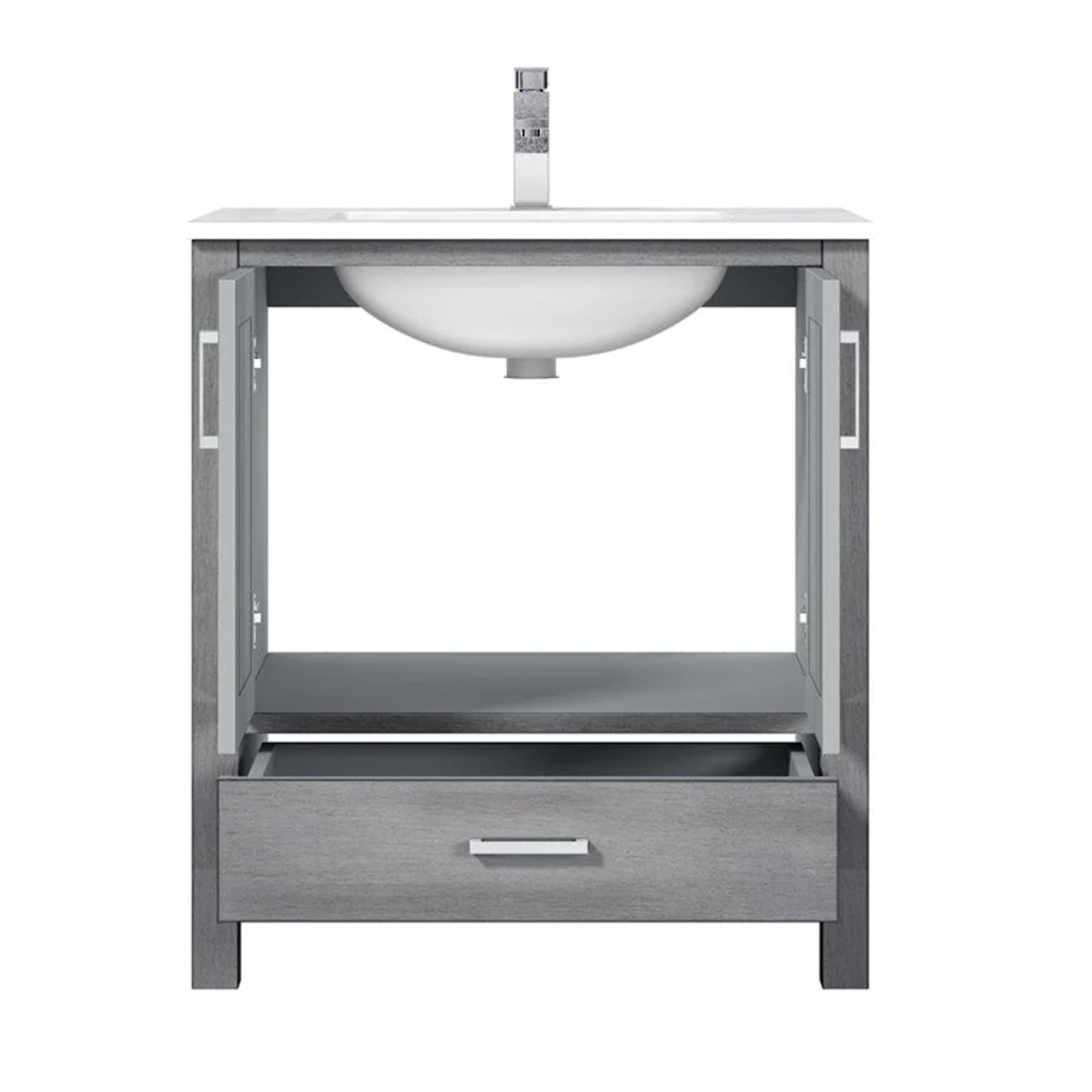 Jacques 84 in. Bathroom Freestanding Bathroom Vanity With Undermount Ceramic Sink, White Carrara Marble