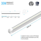 4ft LED Shop Light Fixture, 30W V Shape 6500K 3900LM Clear Cover, AC100-277V, ETL Listed, Plug and Play, Damp Location, High Output T8 Integrated LED Tube, Linkable LED Shop Lights for Garage, Workshop, Basement