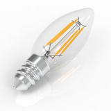 4W Filament LED Bulb, 2700K, 360LM, 120V/60Hz, 4short filament, E12 Base, Dimmable, Clear Glass, LED Candelabra Light Bulbs - D1.38"*3.7"H