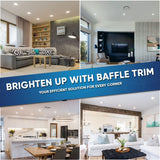 5 in. and 6 in. Recessed LED Downlight, 15W, 1100LM, Baffle-trim, Dimmable, Energy Star & ETL, Easy Retrofit Installation, LED Can Lights