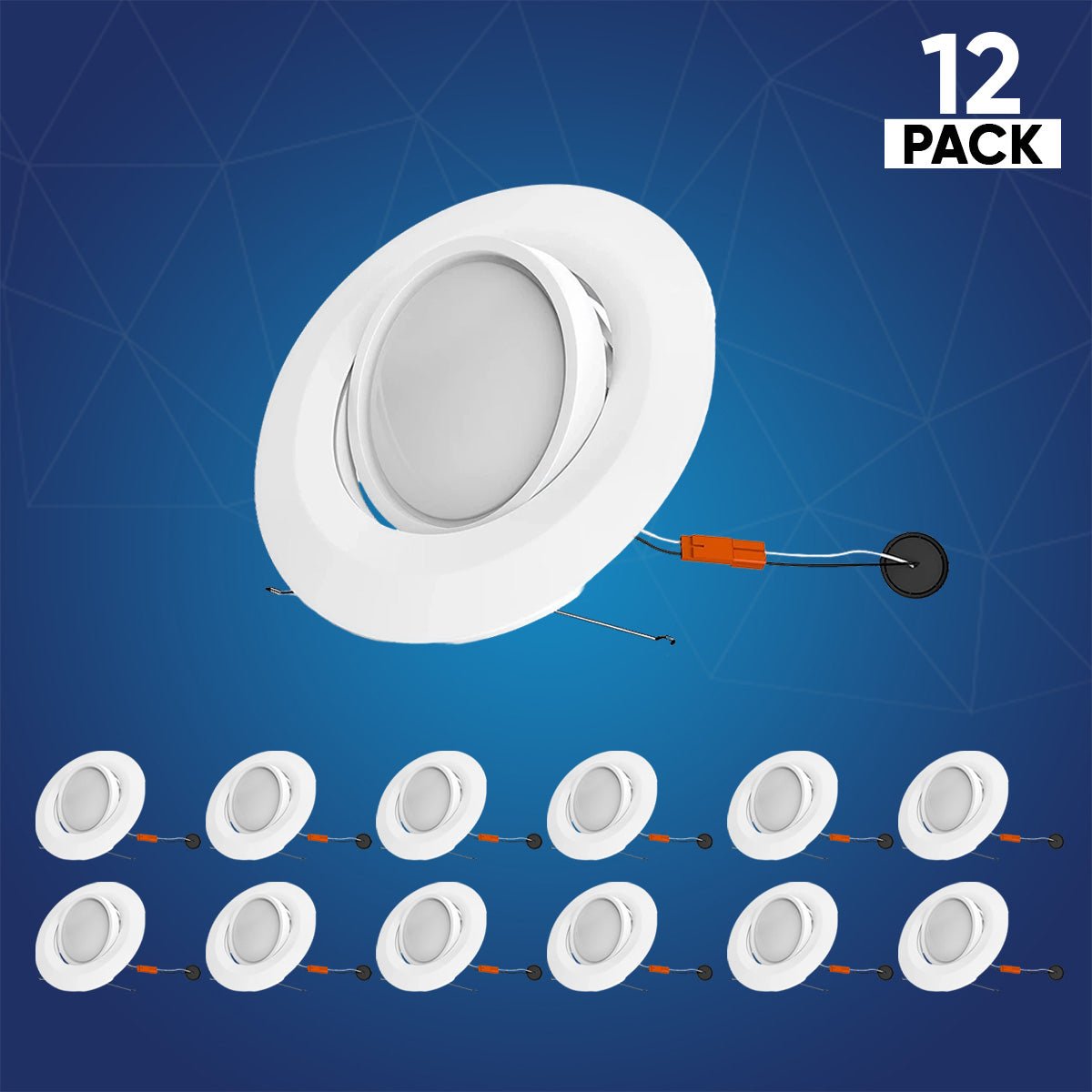 5 in. and 6 in. White LED Recessed Ceiling Light Fixture Trim with Adjustable Eyeball, 15W, 1060LM, Dimmable, Energy Star & ETL