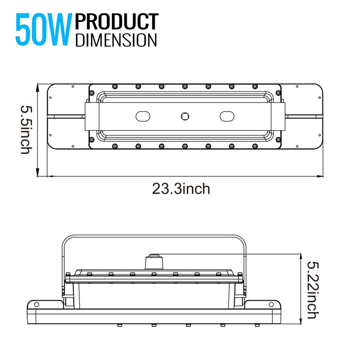 50 Watt 2FT LED Explosion Proof Linear Light, I Series, Dimmable, 5000K, 5400LM, AC100-277V, IP66, Hazardous Location Lighting Fixtures