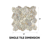 Zen Driftwood Tan Flat Stone Pebble Stone Polished Mosaic
