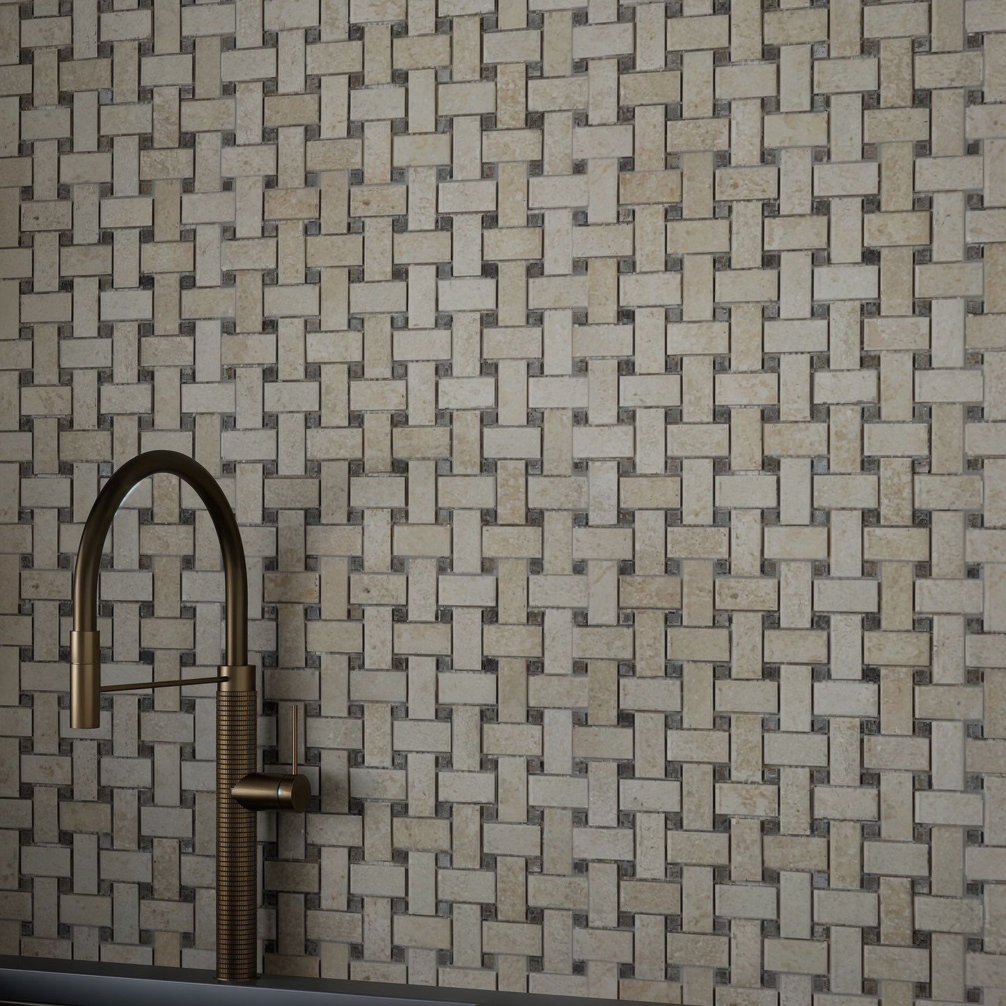 Basketweave Allure Crema Honed Marble Mosaic