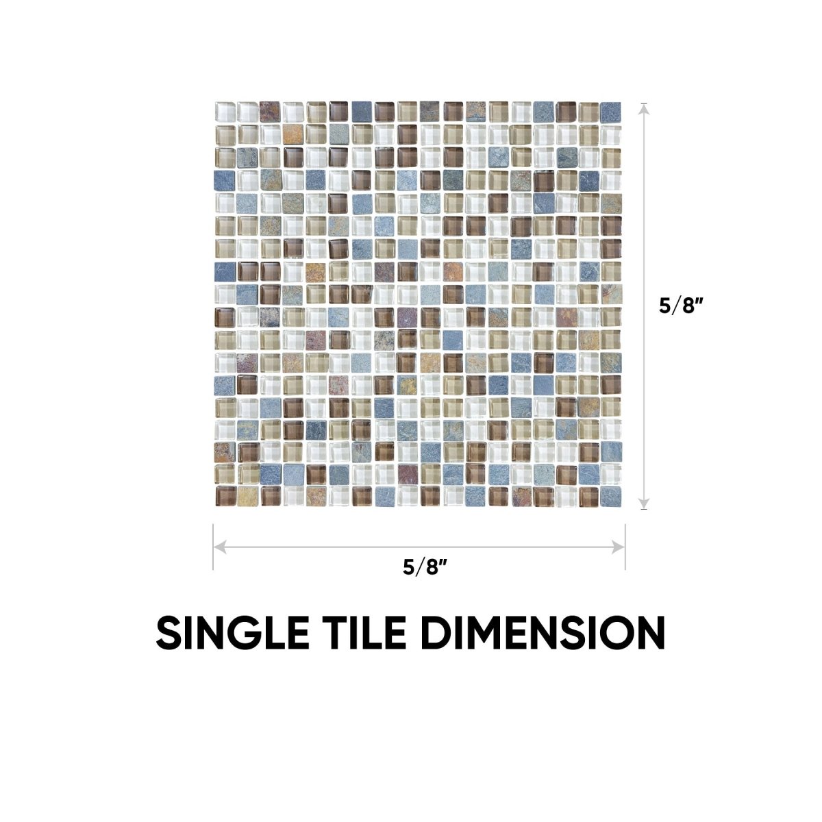 5/8 x 5/8 in Amber Tea Glass Slate Blend Mosaic