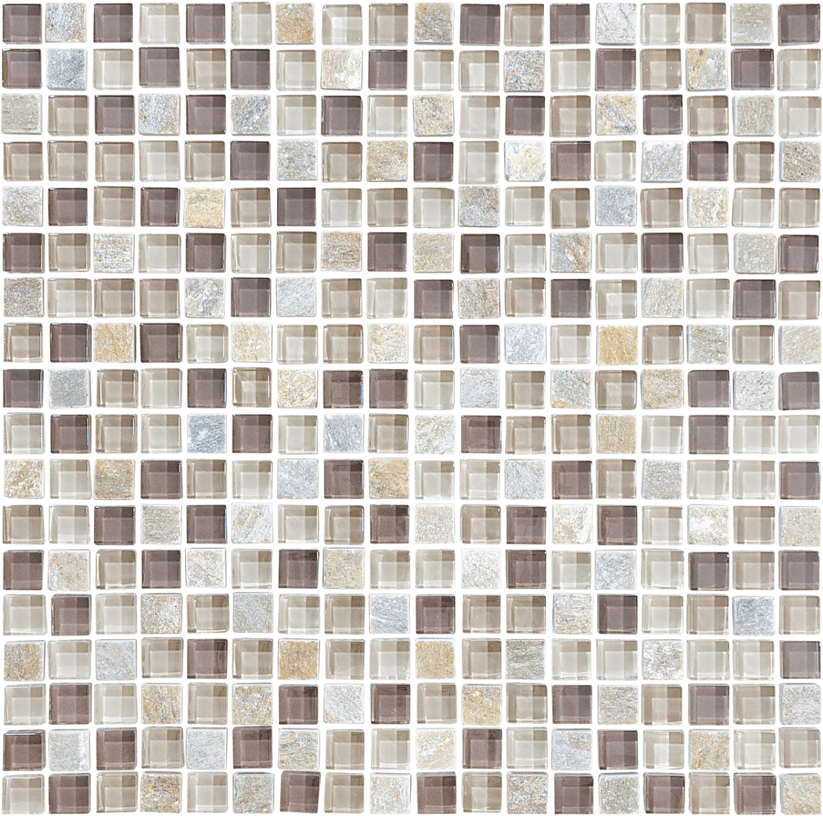 5/8 X 5/8 In Glass Slate Bliss Blend Cotton Wood Mosaic