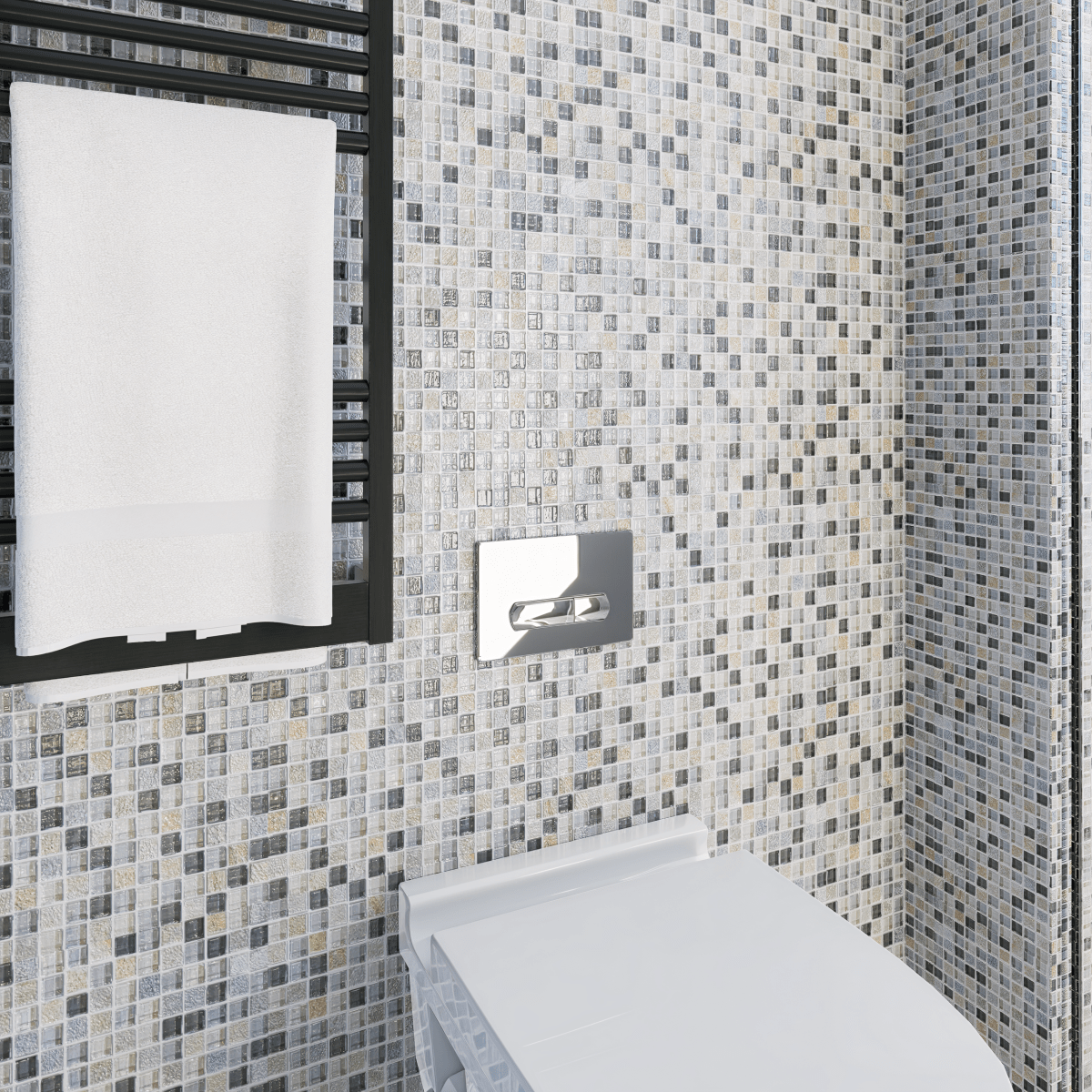 5/8 X 5/8 In Glass Slate Bliss Blend Silver Aspen Mosaic