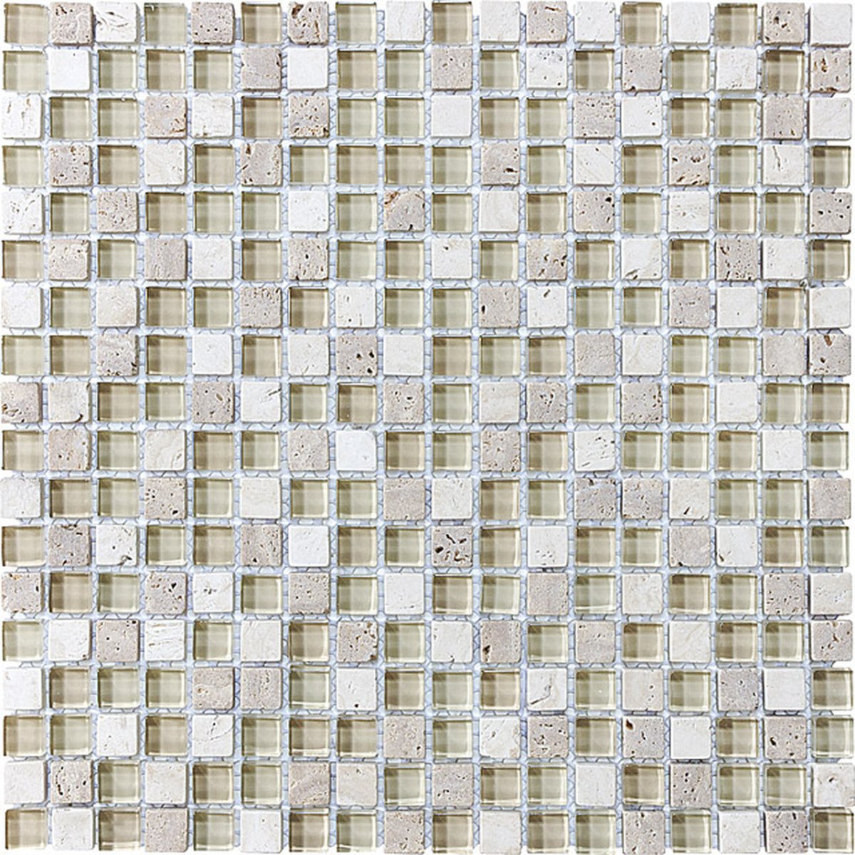 5/8 X 5/8 In Glass Stone Bliss Blend Cream Brulee Mosaic