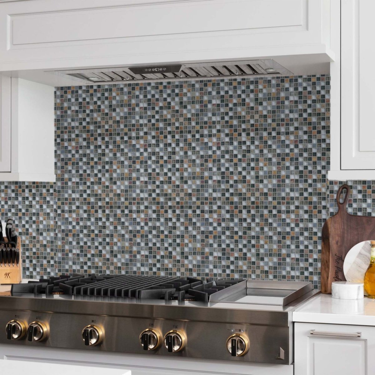 5/8 x 5/8 in Smoky Mica Glass Slate Blend Mosaic