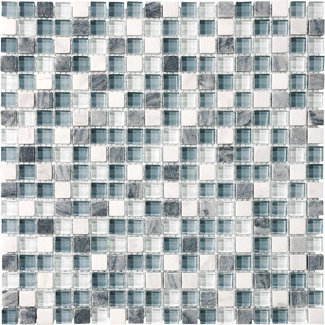 5/8 x 5/8 in Waterfall Glass Stone Blend Mosaic