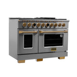 48 in. 6.7 cu. ft. 8 Burners Dual Fuel Range for Propane Gas in Stainless Steel with Kucht Horus Thermostat