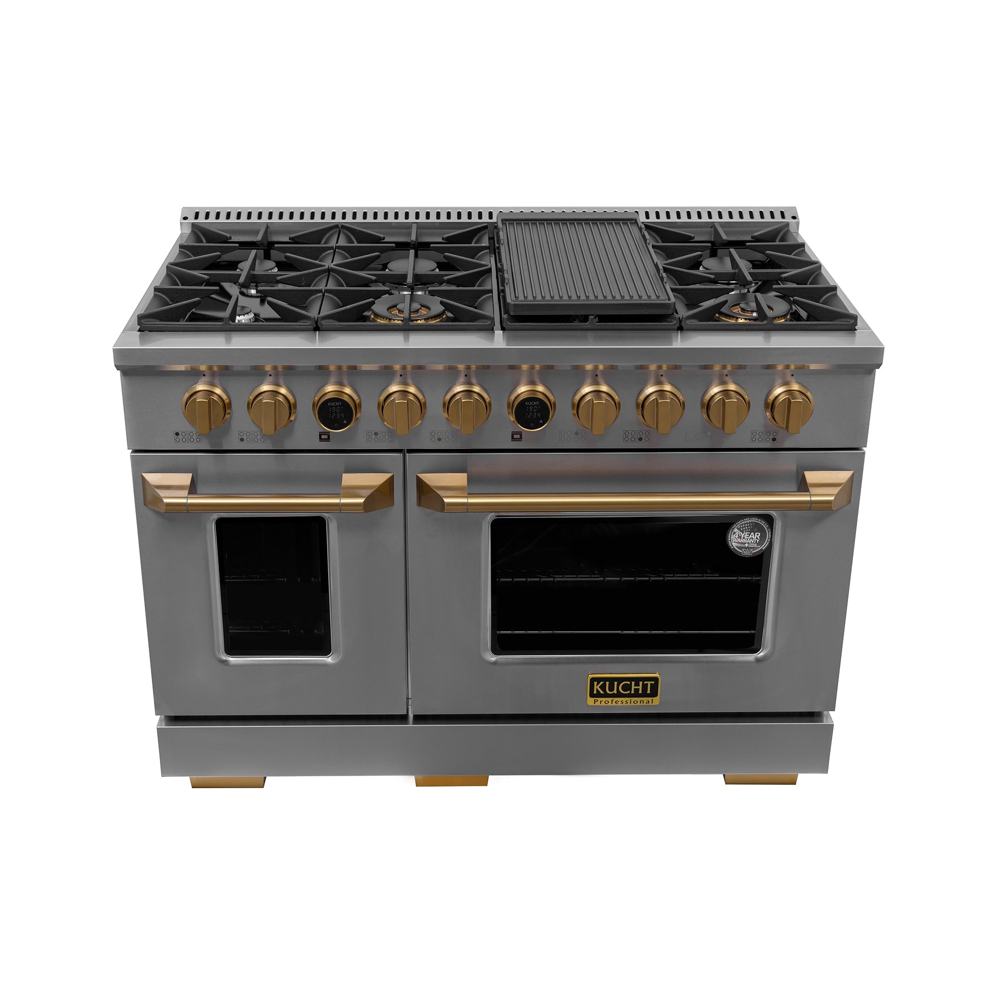 48 in. 6.7 cu. ft. 8 Burners Dual Fuel Range for Propane Gas in Stainless Steel with Kucht Horus Thermostat
