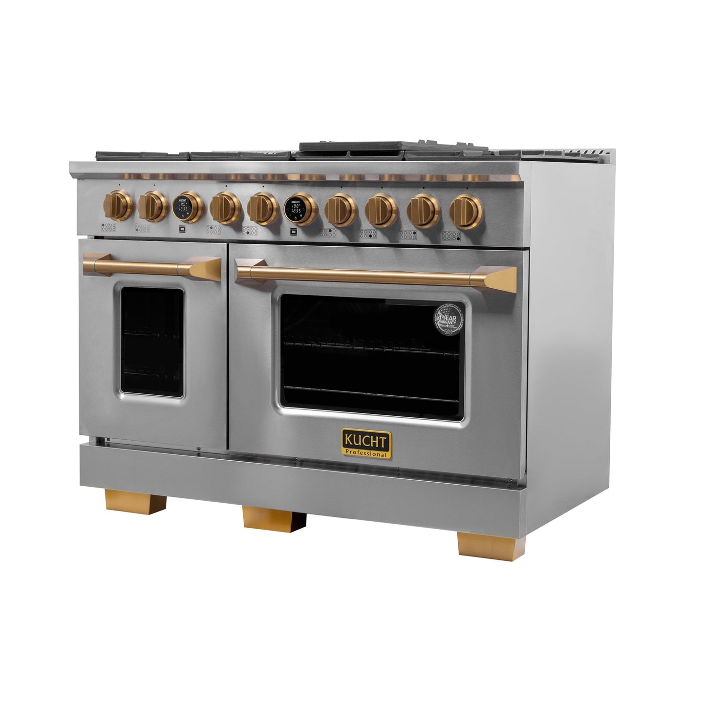 48 in. 6.7 cu. ft. 8 Burners Dual Fuel Range for Propane Gas in Stainless Steel with Kucht Horus Thermostat