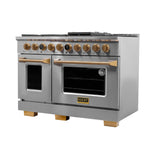 48 in. 6.7 cu. ft. 8 Burners Dual Fuel Range for Natural Gas in Stainless Steel with Kucht Horus Thermostat