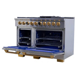 48 in. 6.7 cu. ft. 8 Burners Dual Fuel Range for Propane Gas in Stainless Steel with Kucht Horus Thermostat