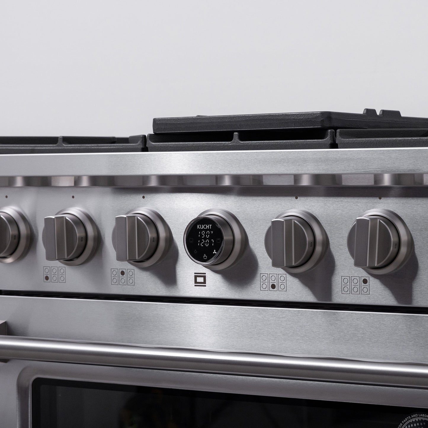 36 in. 5.2 cu. ft. 6 Burners Dual Fuel Range for Natural Gas in Stainless Steel with Kucht Horus Thermostat