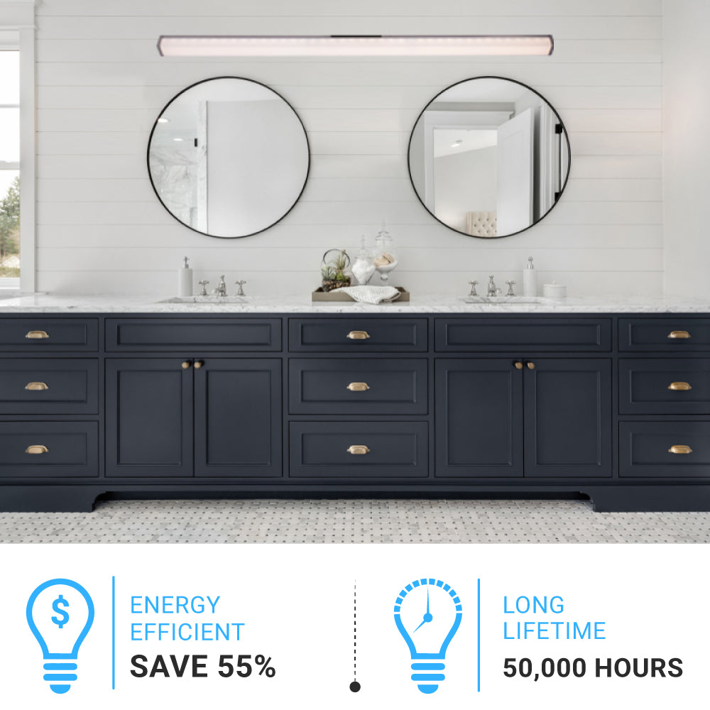 Bathroom Light Fixtures, Wall Mount, 24 inch/36 inch/48 inch, ETL Listed, Dimmable, Waterproof  Vanity Lighting, Rectangle Shape