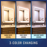 Frontlit/Backlit LED Lighted Bathroom Vanity Mirror with Frame, Anti-Fog, Touch Button, CRI 90+, Adjustable CCT & Memory, Magnum Style