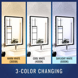 Frontlit/Backlit LED Lighted Bathroom Vanity Mirror with Frame, Anti-Fog, Touch Button, CRI 90+, Adjustable CCT & Memory, Magnum Style