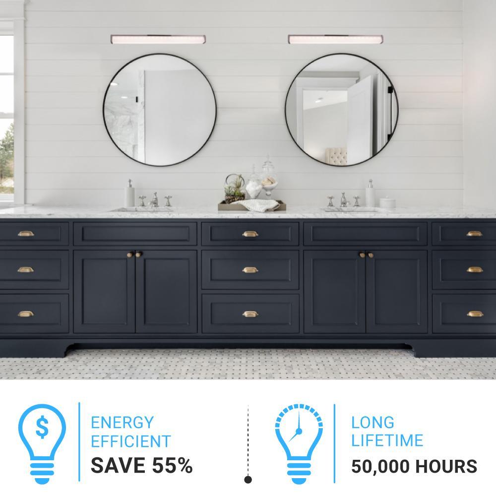 Bathroom Light Fixtures, Wall Mount, 24 inch/36 inch/48 inch, ETL Listed, Dimmable, Waterproof  Vanity Lighting, Rectangle Shape