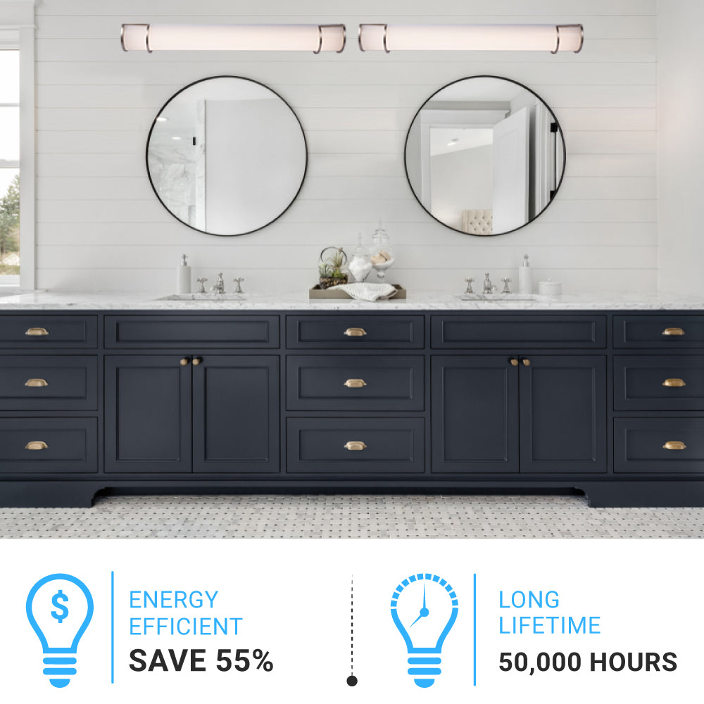 Half Cylinder Bathroom Light Fixtures, CCT Changeable, Dimmable , Brushed Nickel Finish, Bathroom Vanity Lighting