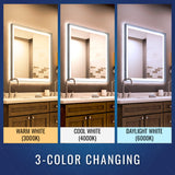 Frontlit/Backlit LED Lighted Bathroom Vanity Mirror with Frame, Anti-Fog, Touch Button, CRI 90+, Adjustable CCT & Memory, Magnum Style