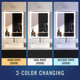 Frontlit/Backlit LED Lighted Bathroom Vanity Mirror with Frame, Anti-Fog, Touch Button, CRI 90+, Adjustable CCT & Memory, Magnum Style
