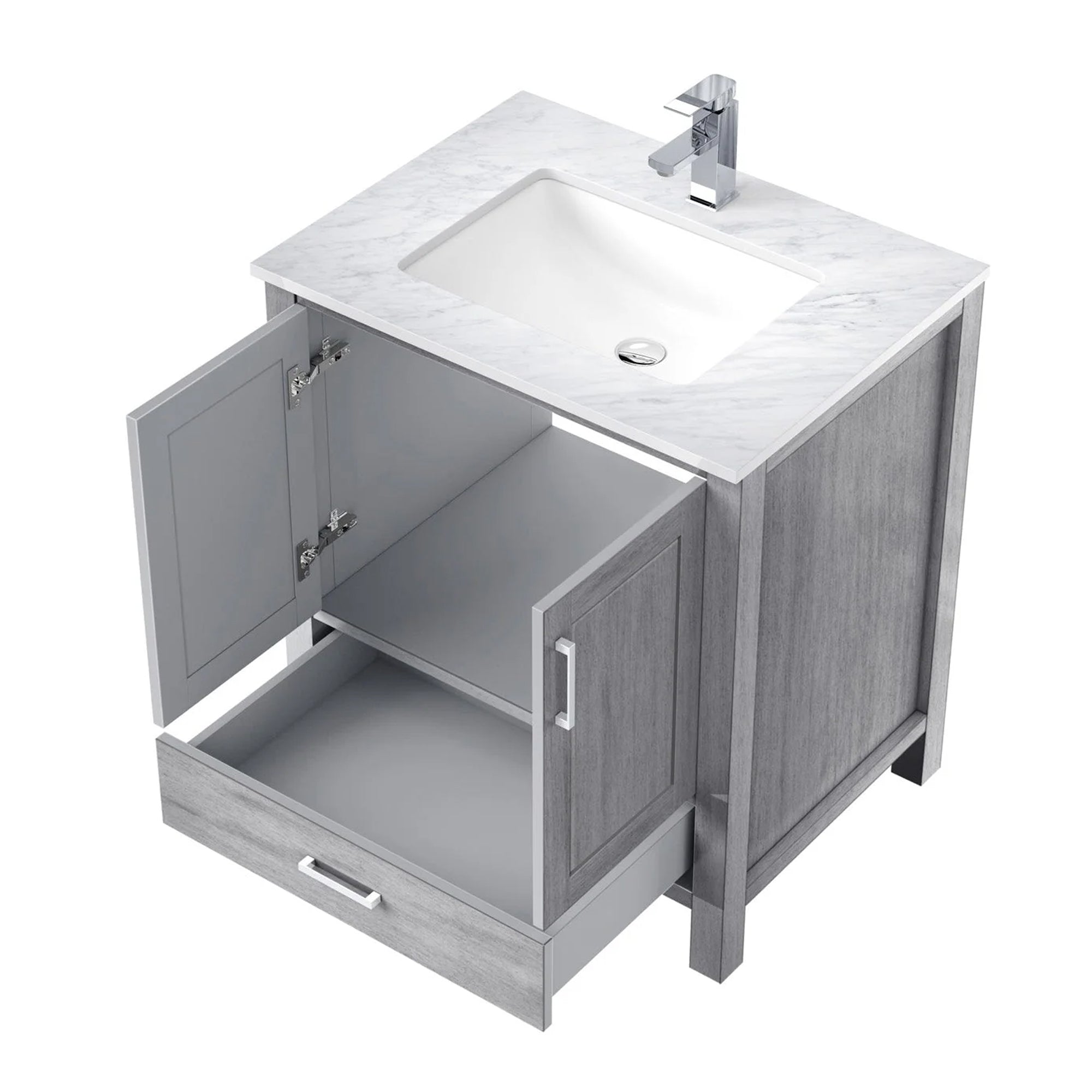 Jacques 84 in. Bathroom Freestanding Bathroom Vanity With Undermount Ceramic Sink, White Carrara Marble