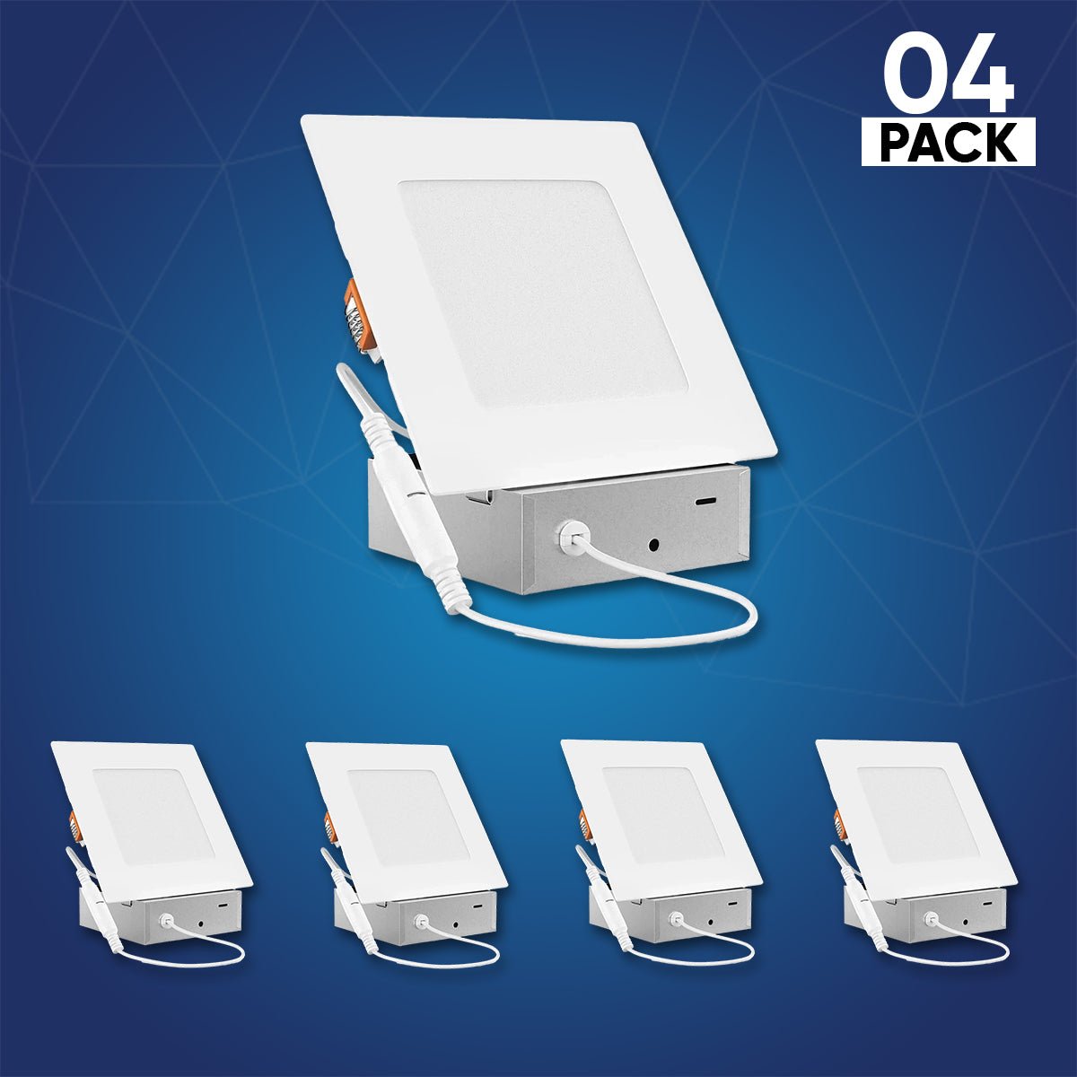 6" 12W LED Slim Panel Recessed Ceiling Light CCT Changeable 2700k/3000K/3500K/4000K/5000K, with Junction Box, Square