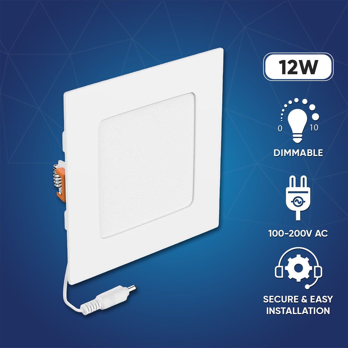 6" 12W LED Slim Panel Recessed Ceiling Light CCT Changeable 2700k/3000K/3500K/4000K/5000K, with Junction Box, Square