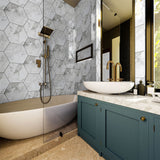 6 In Hexagon La Marca Arabescato Honed Glazed Porcelain Mosaic Tile