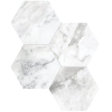 6 In Hexagon La Marca Arabescato Polished Glazed Porcelain Mosaic Tile